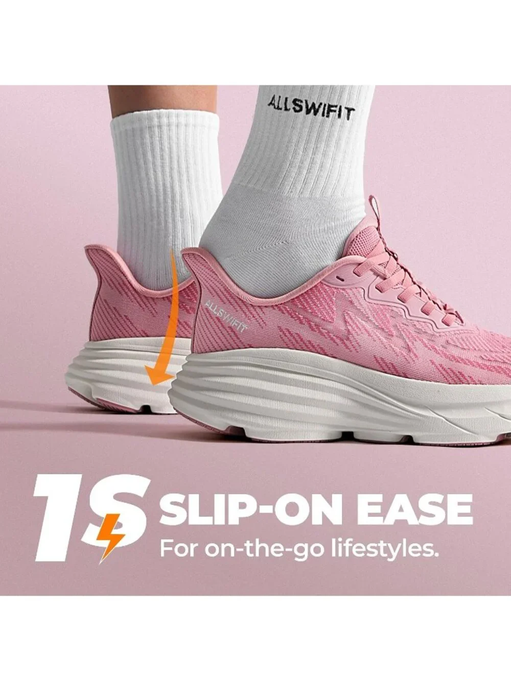 Women's Pink Walking Shoes Slip On Pull On Round Toe Athletic Tennis Sneakers